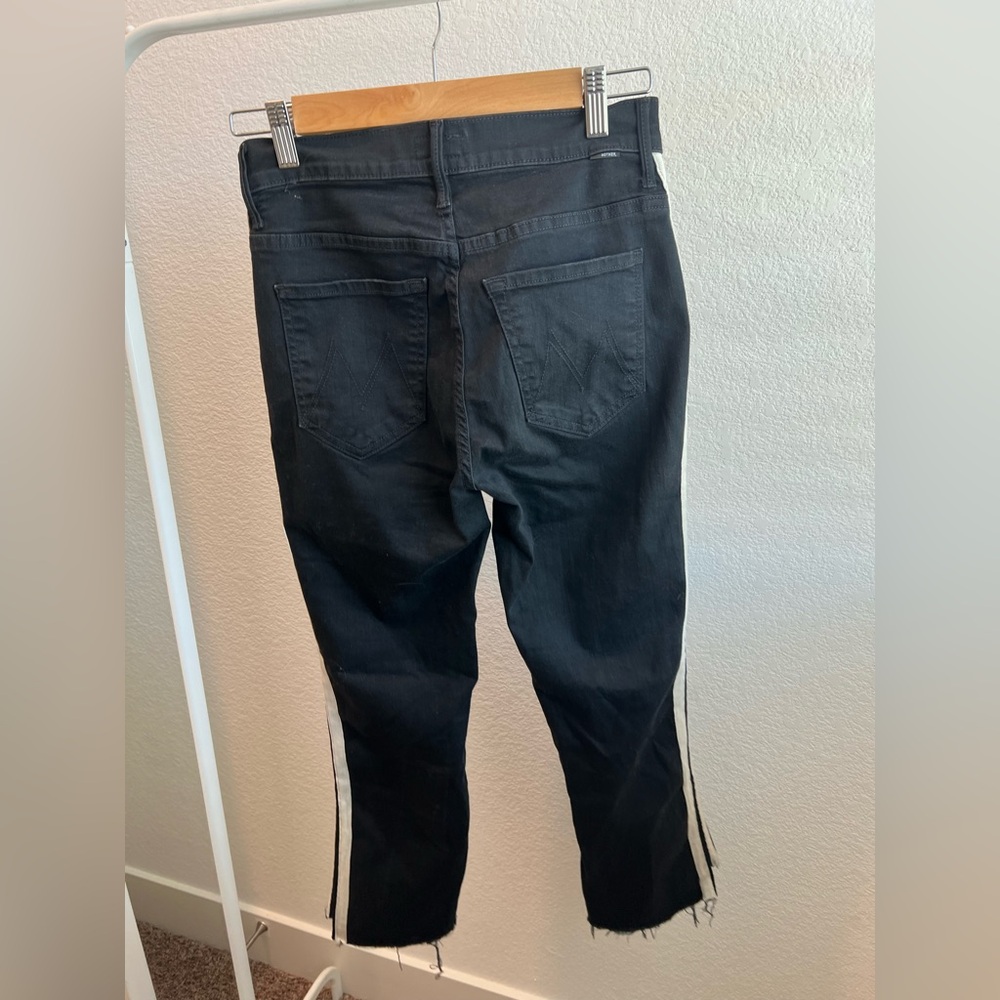 Mother Insider Striped Crop Step Hem Fray Jeans in Guilty Racer - Picture 4 of 5